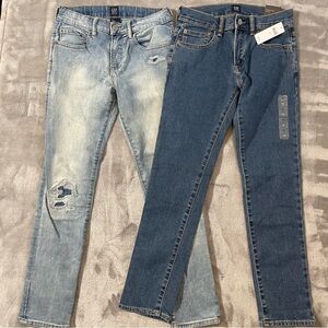 Gap Boys Skinny Jeans Set of 2 Size 12 Light Wash & Medium Wash NWT
